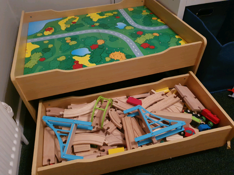 reversible train table with drawer